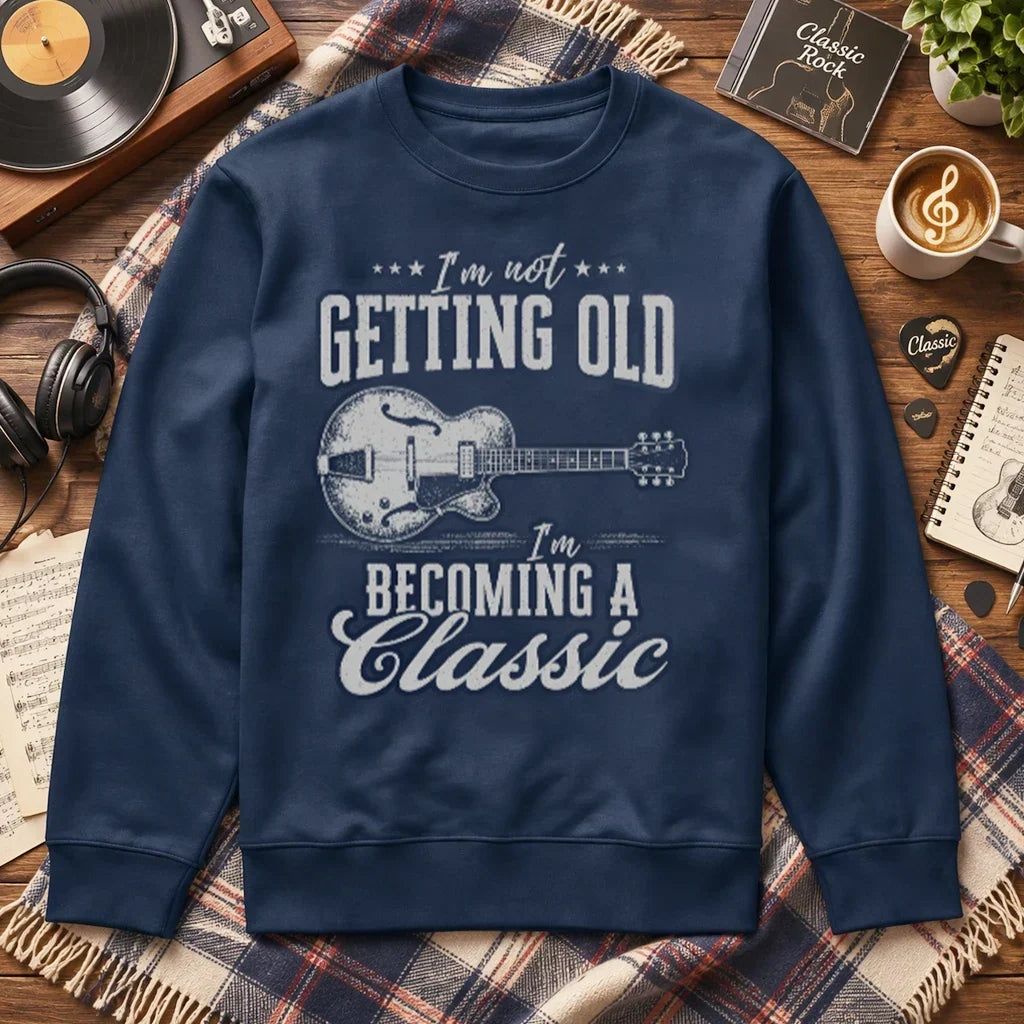 Personalized Getting Older Guitar Sweatshirt, Vintage Black Music Design, Unique Gift for Guitar Player
