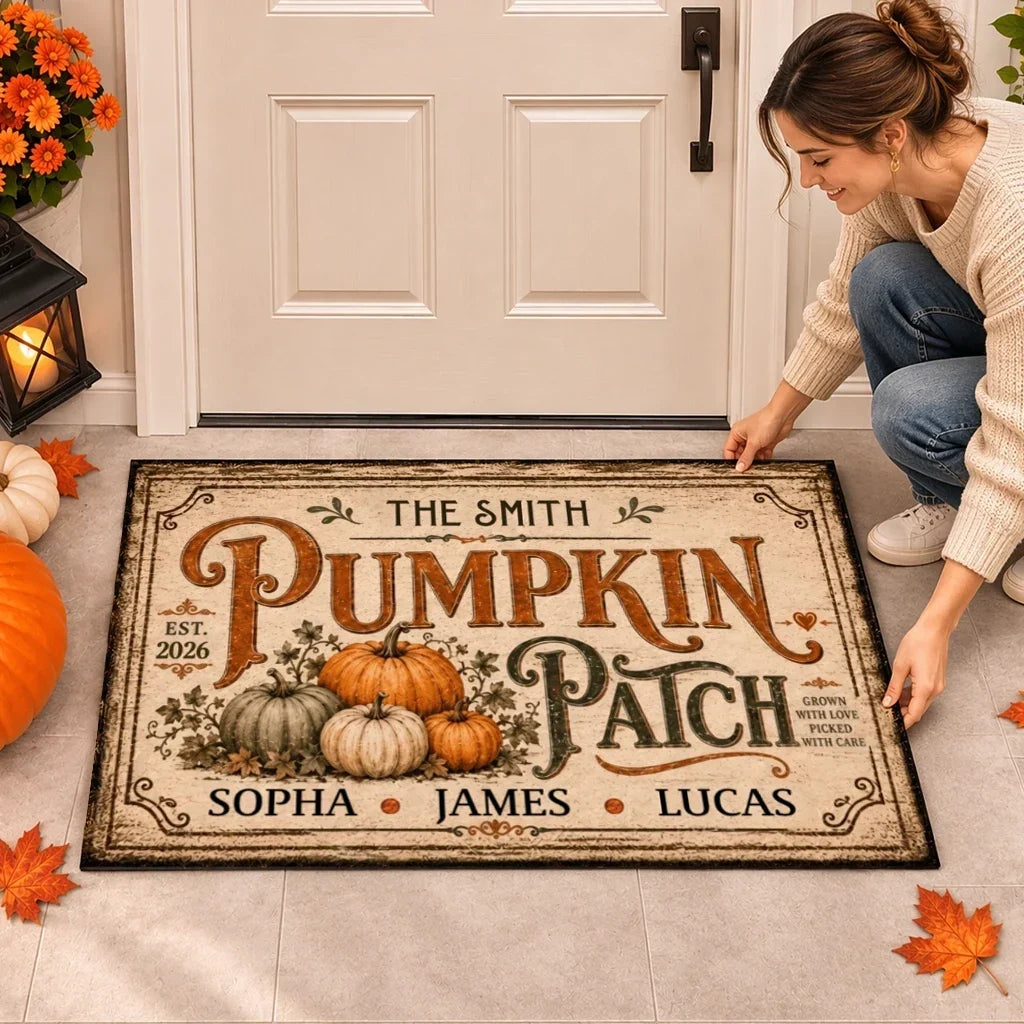 Grown with Love Standard Doormat, Personalized Rustic Fall Entryway Decor, Creative Gift for Family