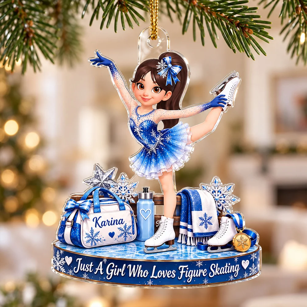 Personalized Acrylic Ornament, Just a Girl Who Loves Figure Skating, Creative Gift for Granddaughter