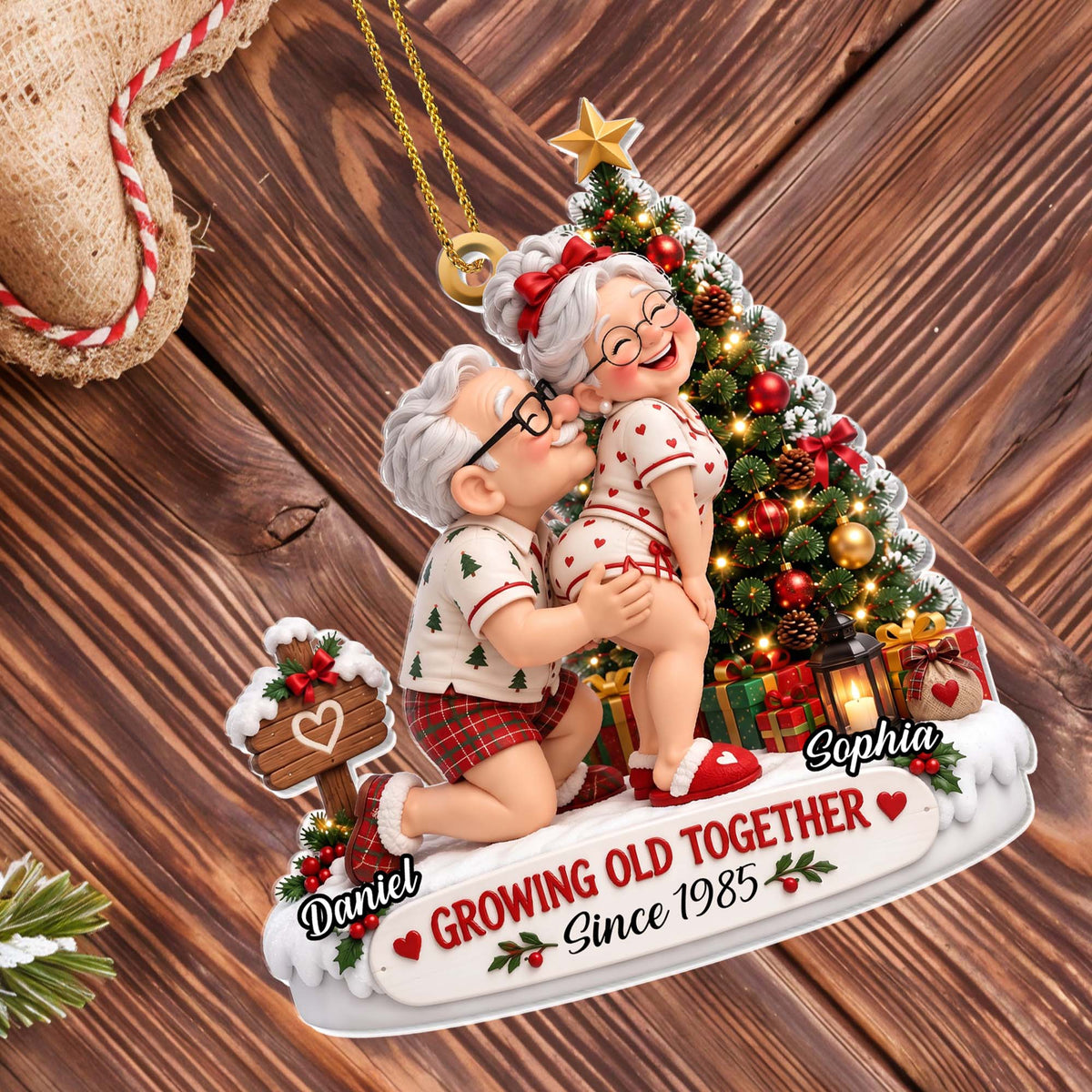 Personalized Growing Old Together Tree Acrylic Ornament