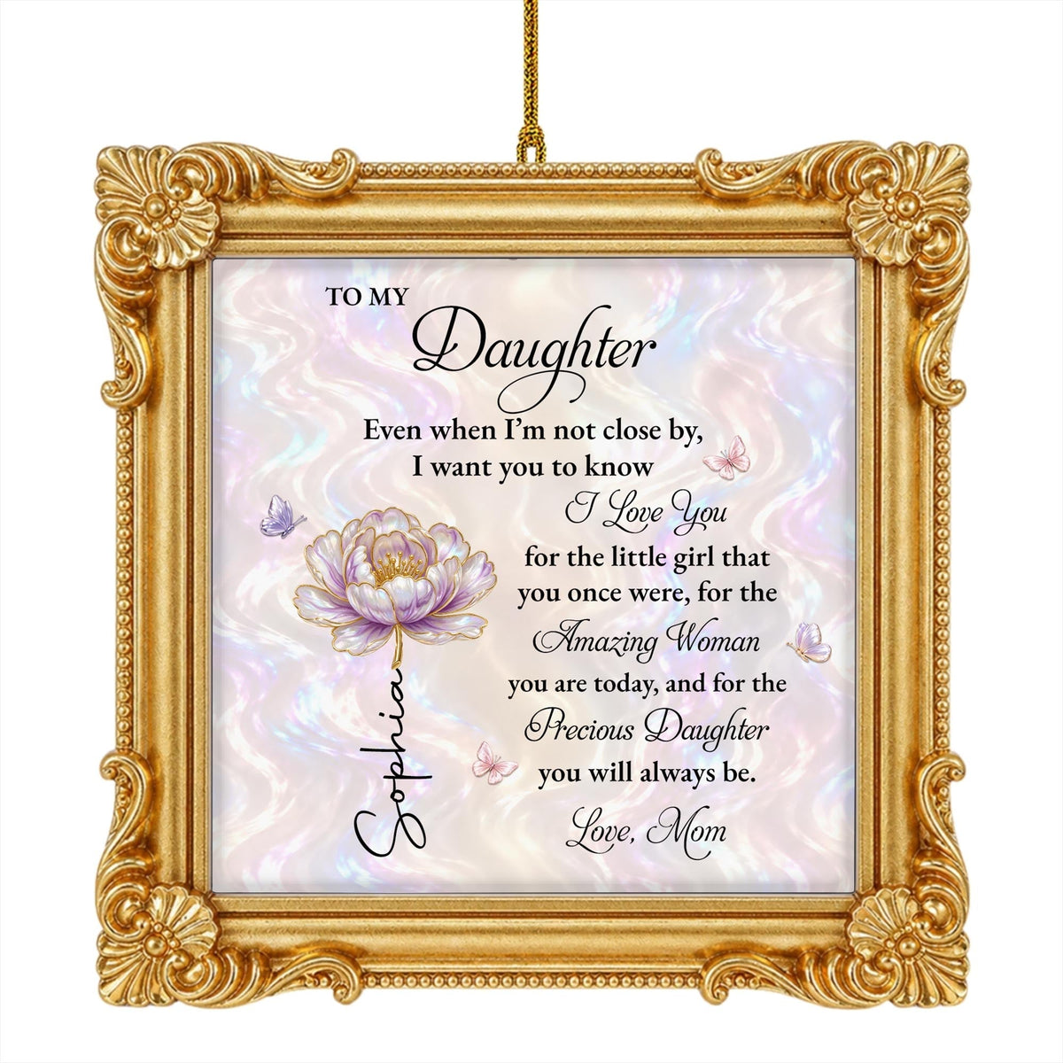 Personalized To My Daughter Flower Ornate Frame Ornament