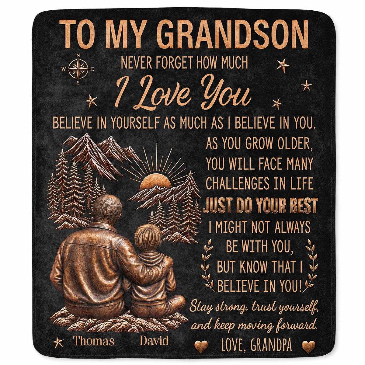 Personalized To My Grandson Grandpa Love Mountain Blanket