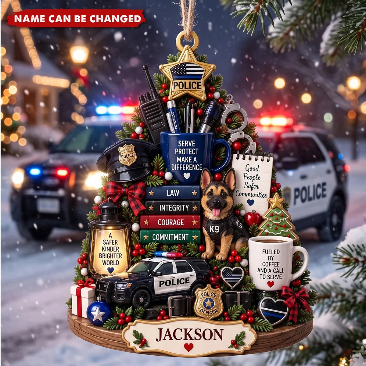 Personalized Police Christmas Ornament - Custom Police Officer Keepsake Gift for Holiday Tree