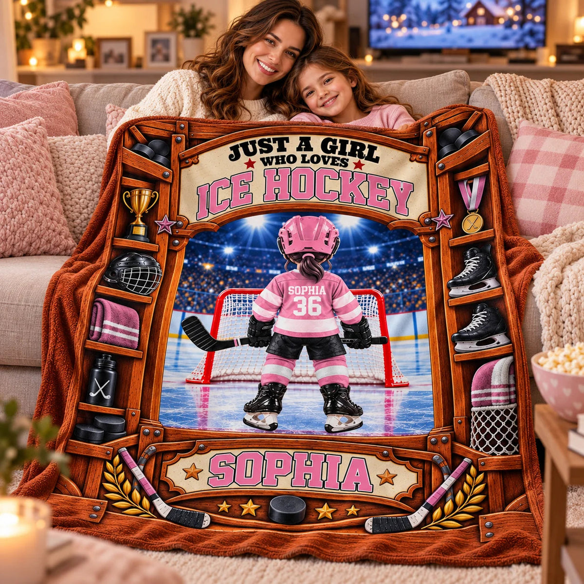"Just A Boy/Girl Who Loves Ice Hockey" Custom Ice Hockey Blanket - Personalized Hockey Gift for Kids & Youth