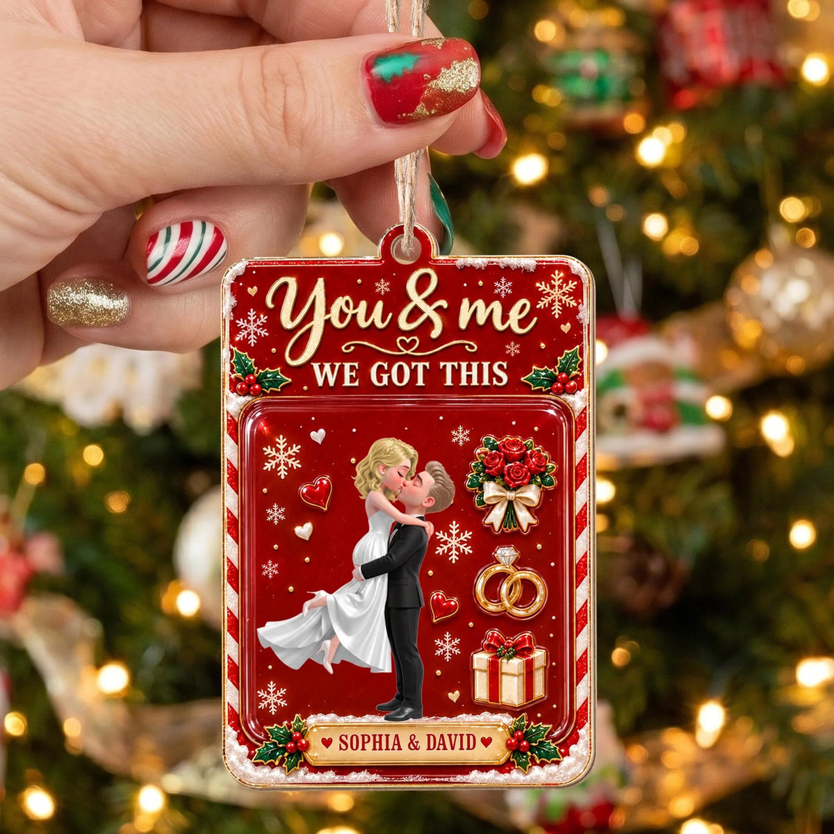 You & Me We Got This Personalized Couple Wooden Ornament - Christmas Anniversary Keepsake Gift