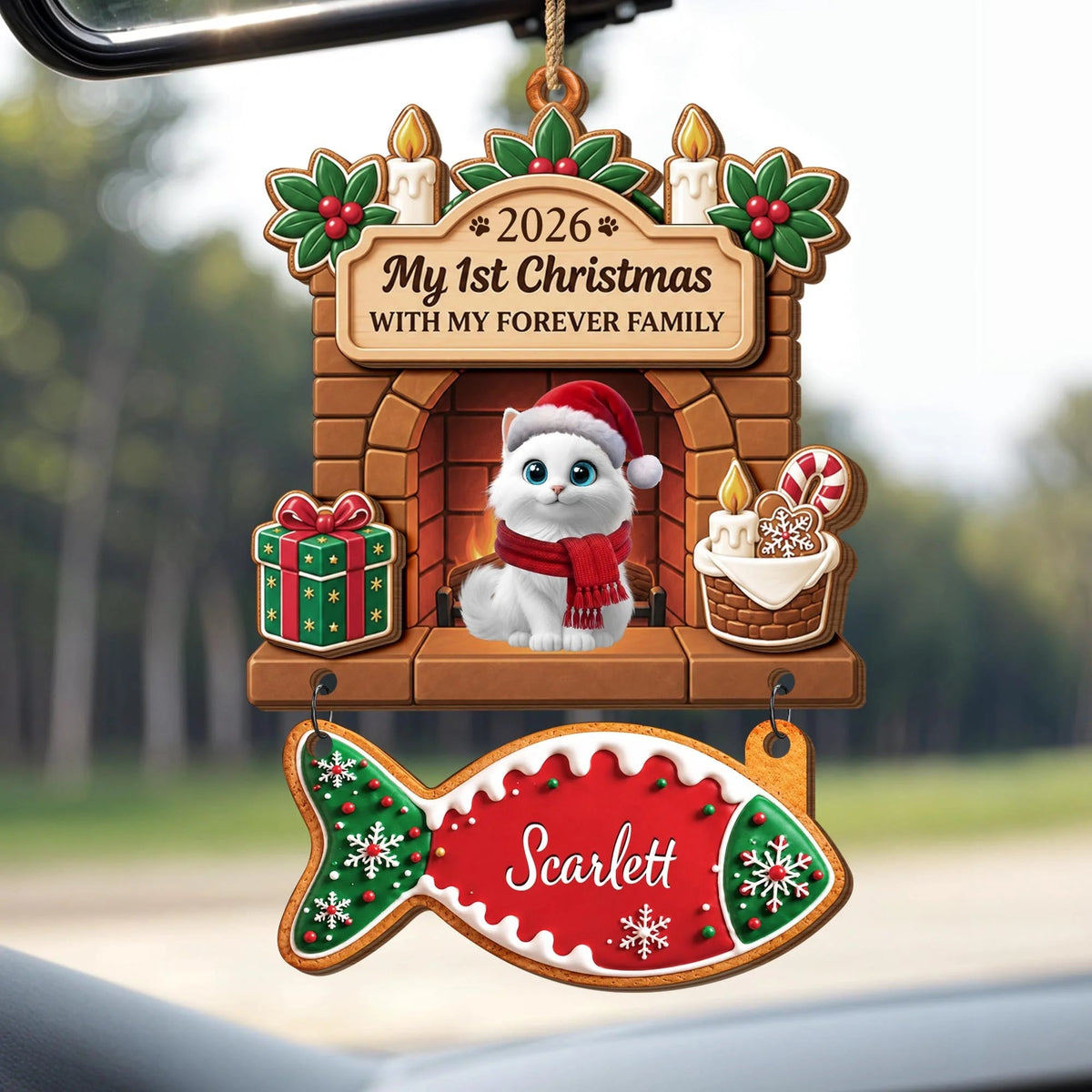 My 1st Christmas With My Forever Family - Personalized Cat Wooden Ornament for Cat Lovers