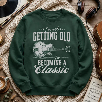 Personalized Getting Older Guitar Sweatshirt, Vintage Black Music Design, Unique Gift for Guitar Player