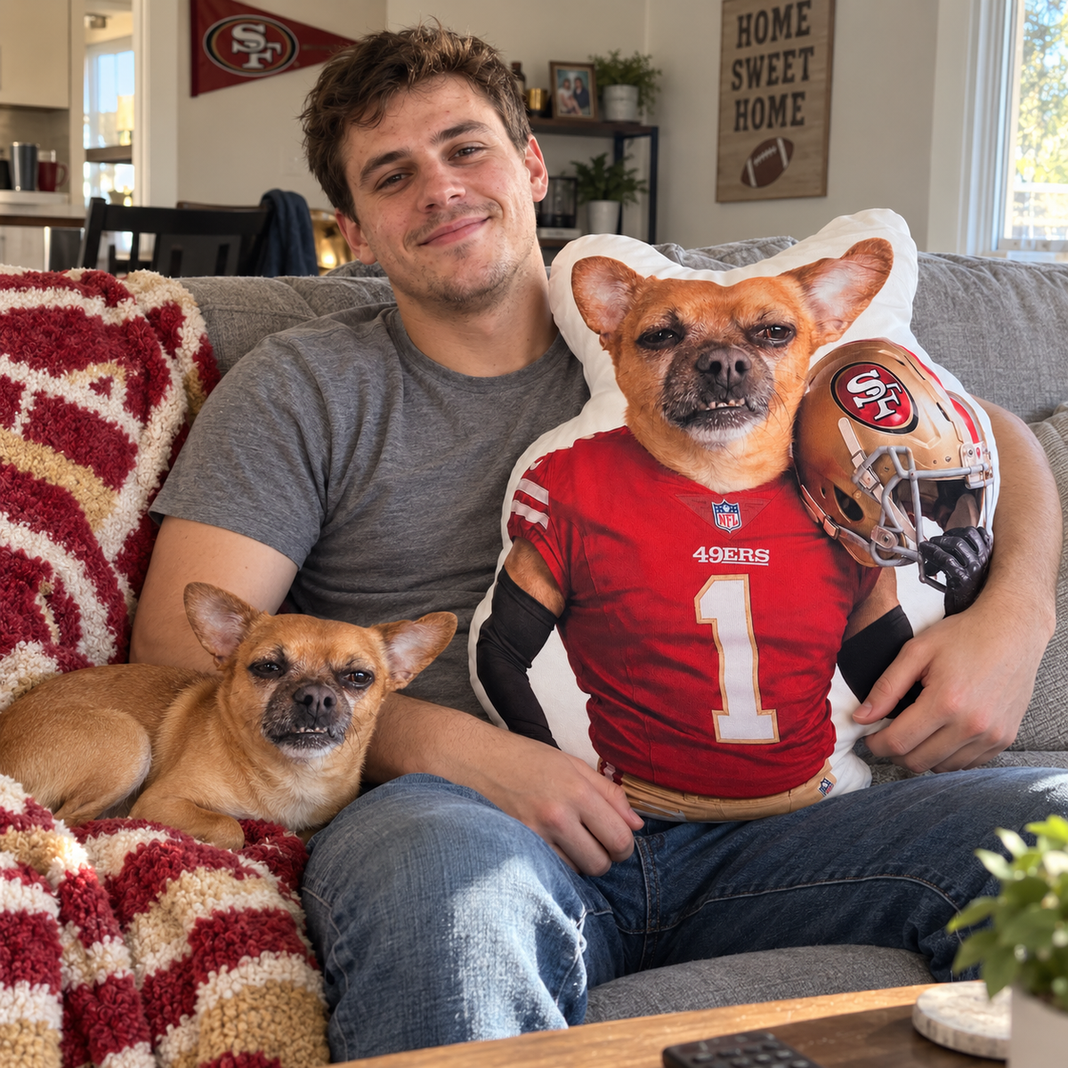 Custom Pet Football Player Shaped Pillow