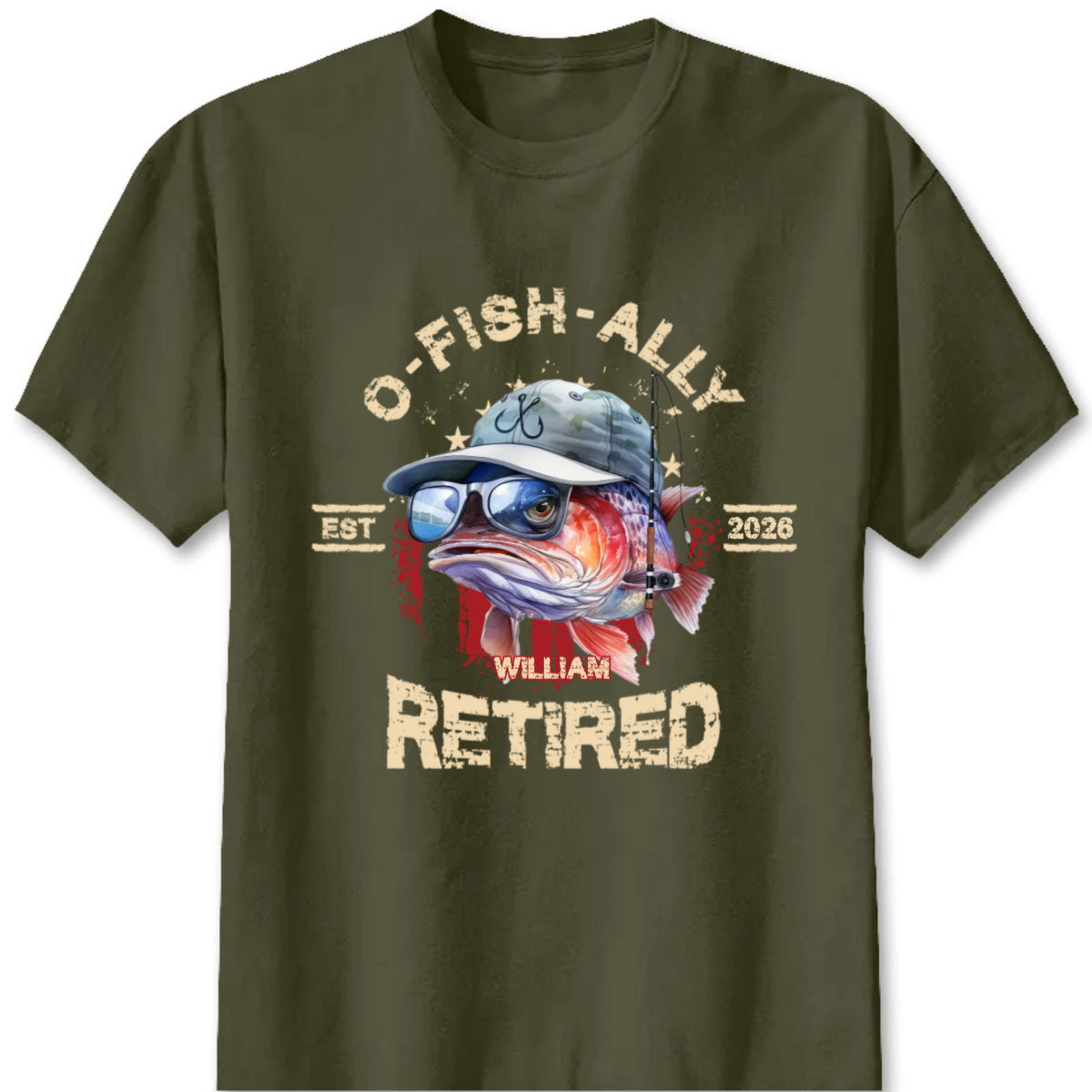 O-Fish-Ally Retired Custom Fishing Shirt with Name - Retirement Gift for Dad