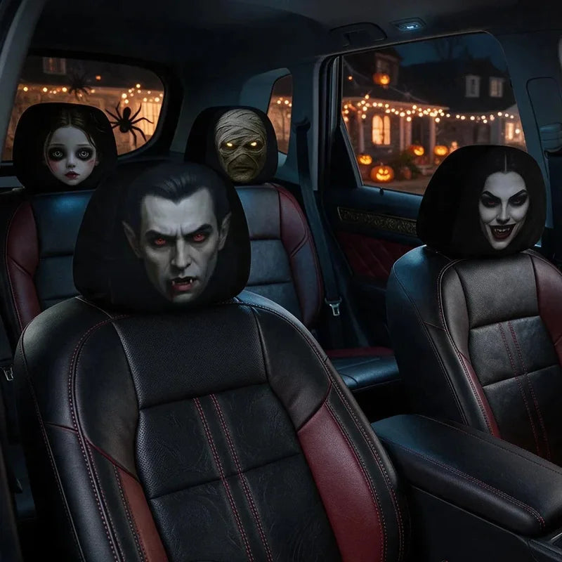 Personalized Halloween Horror Passengers Car Headrest Cover Set