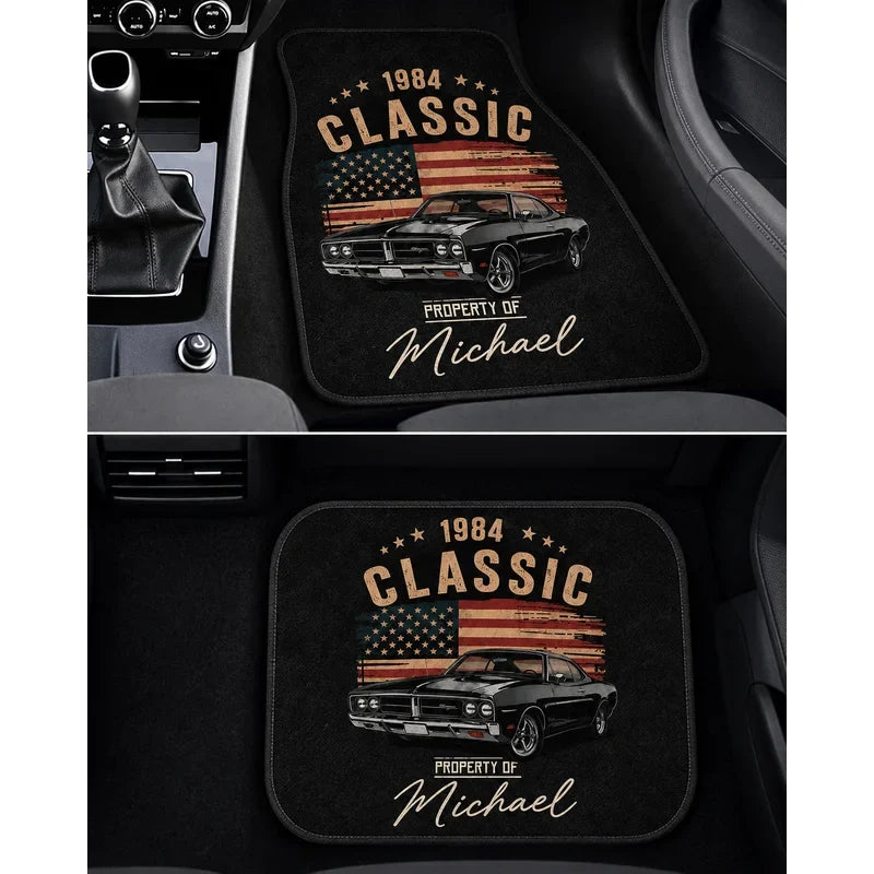 Personalized Retro Classic Car Floor Mats For Dad