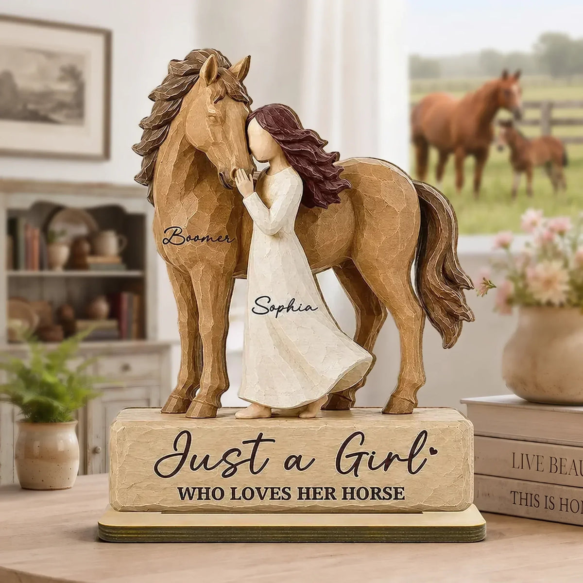 Just a Girl Who Loves Her Horse Personalized 2-Layer Wooden Plaque, Creative Gift for Equestrians