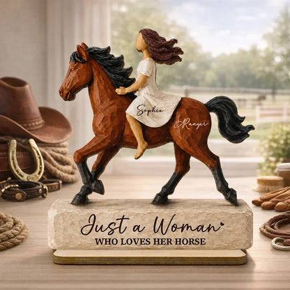 Personalized 2-Layer Wooden Plaque, Woman Riding a Horse, Rustic Unique Gift for Horse Lovers