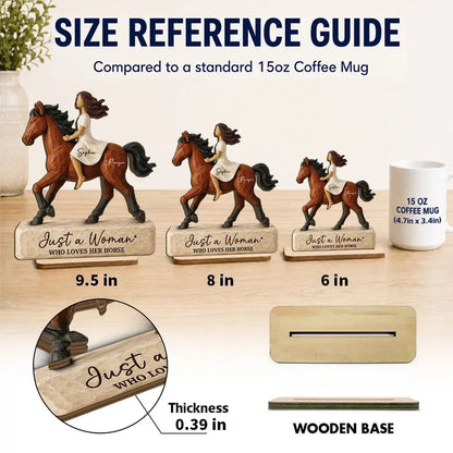 Personalized 2-Layer Wooden Plaque, Woman Riding a Horse, Rustic Unique Gift for Horse Lovers