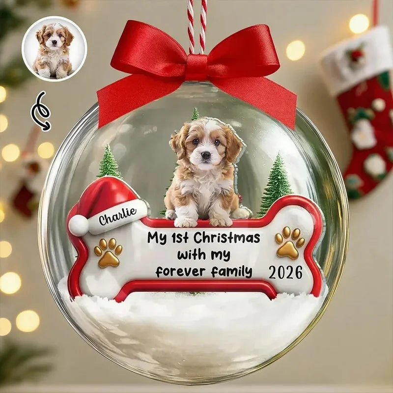 Personalized Puppy Snow Globe Acrylic Ornament