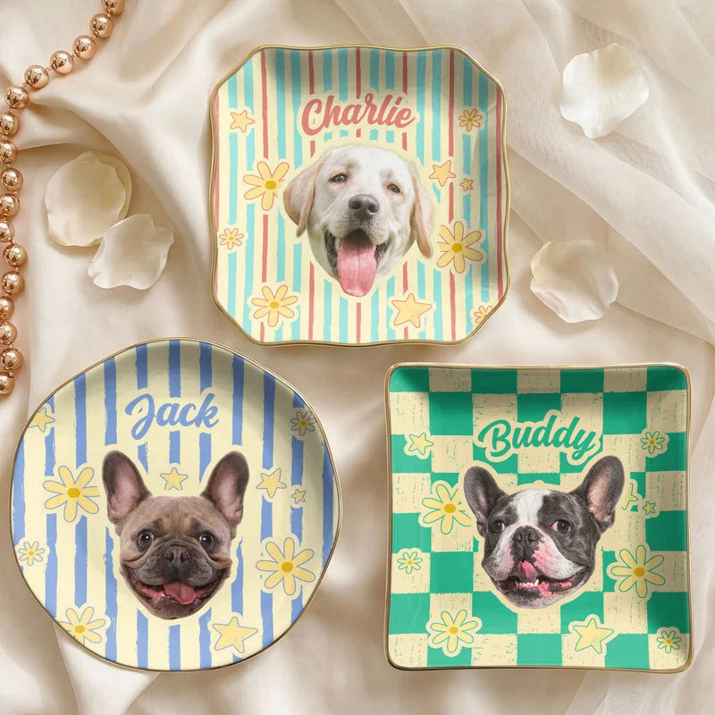 Personalized Retro Dog Portrait Ceramic Jewelry Dish
