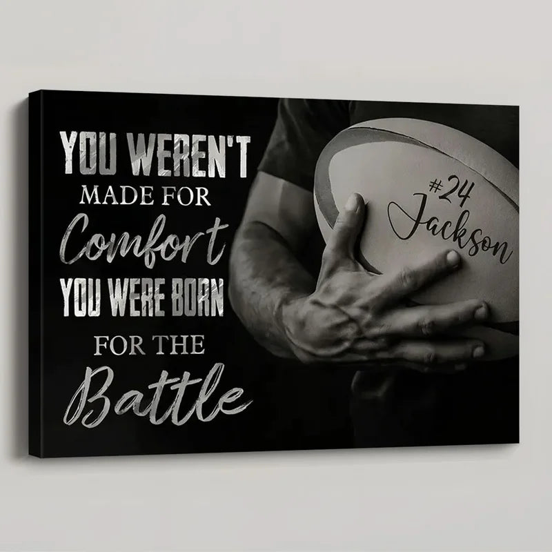 Personalized Born For The Battle Rugby Canvas Poster