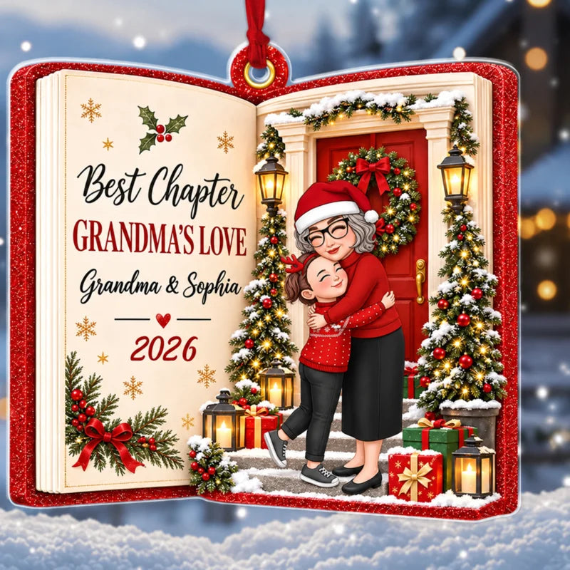 Personalized Grandma Warm Hug Snowy Christmas Ornament