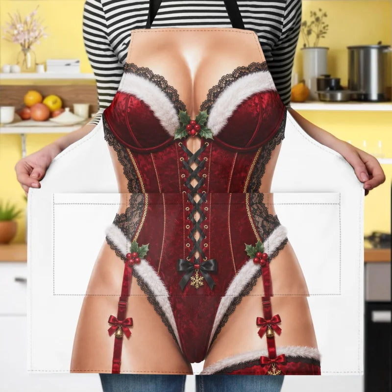 Personalized Sassy Santa Holiday Corset Cooking Apron