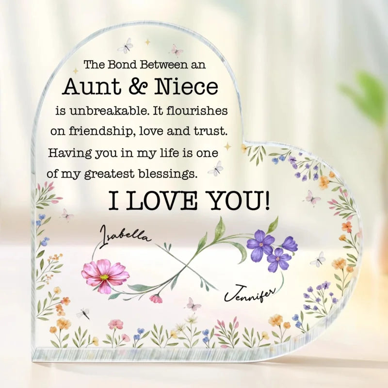 Personalized Aunt And Niece Floral Bond Keepsake Acrylic Plaque