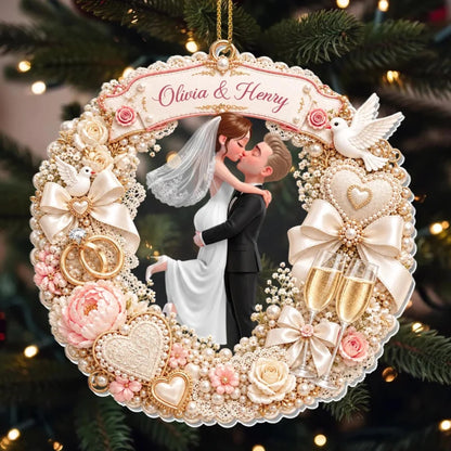 Personalized First Christmas As Husband And Wife Acrylic Ornament