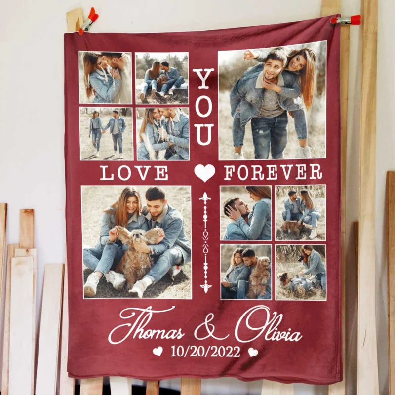 Personalized Love You Forever Photo Collage Custom Fleece Blanket