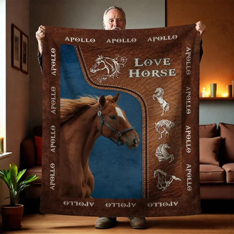 Personalized Love Horse Equestrian Photo Custom Fleece Blanket
