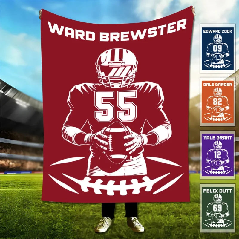 Personalized Football Player Name Number Custom Jersey Throw Blanket