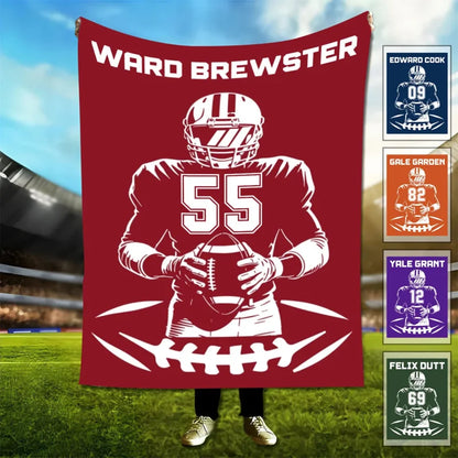 Personalized Football Player Name Number Custom Jersey Throw Blanket