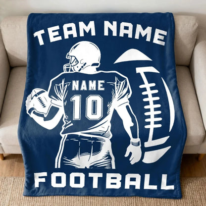 Personalized Football Jersey Number Fleece Throw Blanket for Players
