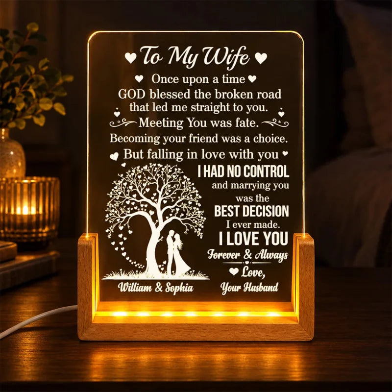 Personalized Marrying You Best Decision Couple Acrylic Night Light