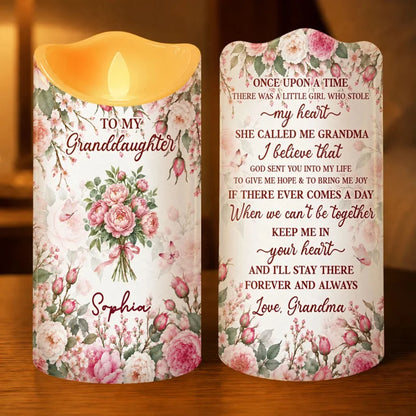Personalized Keep Me In Your Heart Birth Flower Flameless LED Candle