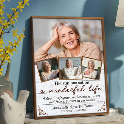 Personalized The Sun Has Set Photo Memorial Canvas Wall Poster