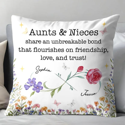 Personalized Aunts And Nieces Unbreakable Bond Throw Accent Pillow