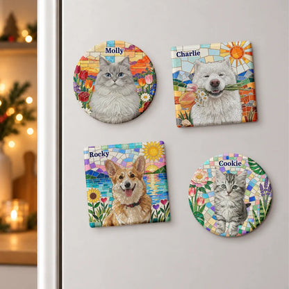 Custom Pet Portrait Mosaic Tile Art Fridge Decor - Personalized Magnet