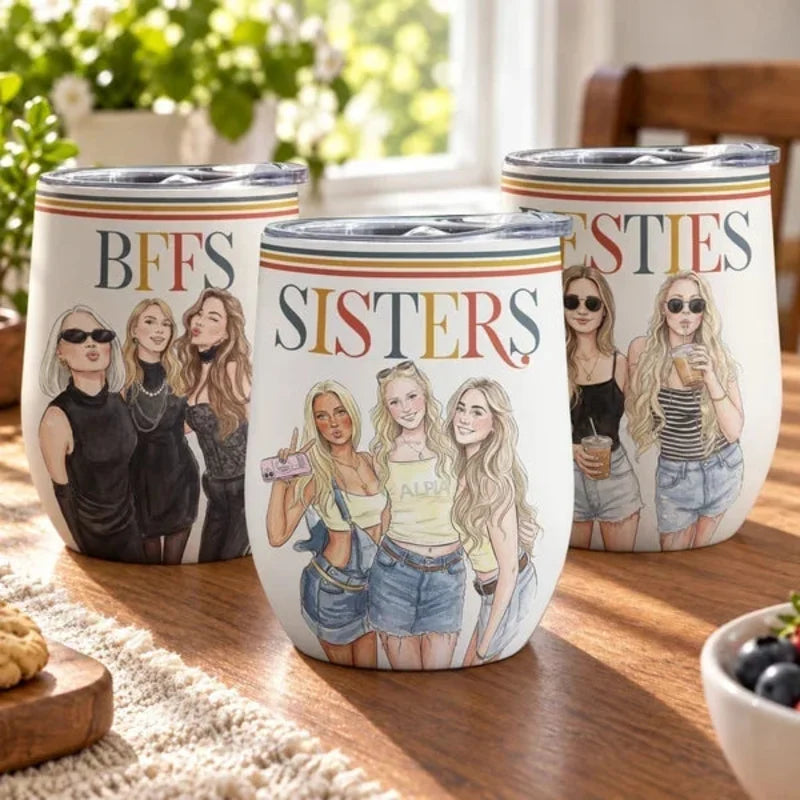 Personalized Watercolor Sisters Eggshell Cup