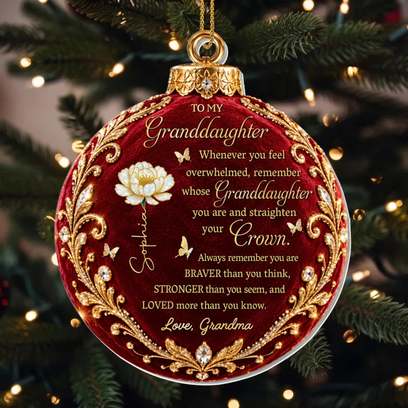Personalized Granddaughter Crown Birth Flower Ornament