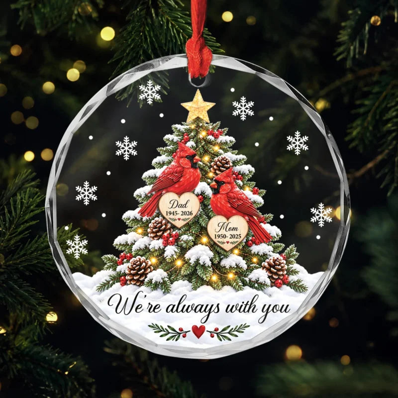 Personalized Memorial Cardinal Glass Ornament