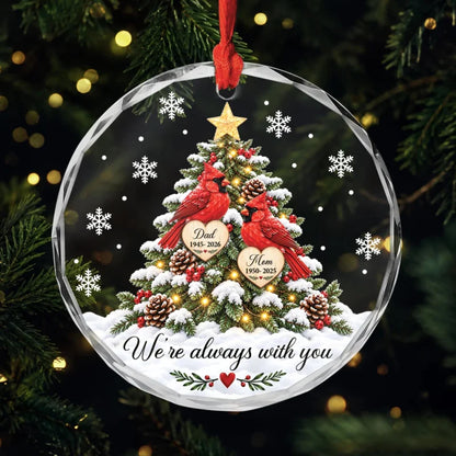 Personalized Memorial Cardinal Glass Ornament