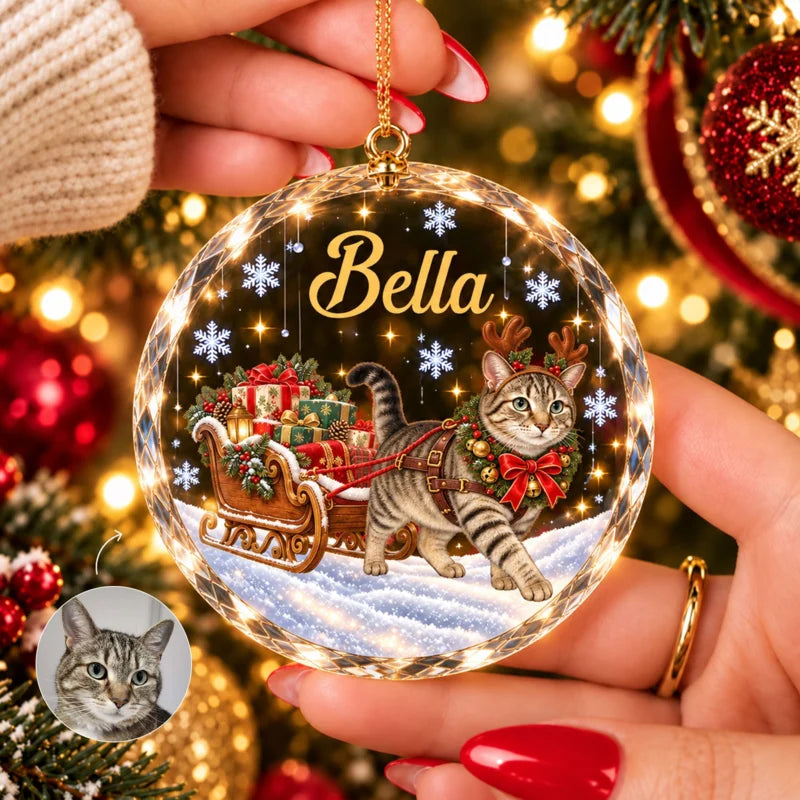 Personalized Pet Photo Christmas Glass Ornament