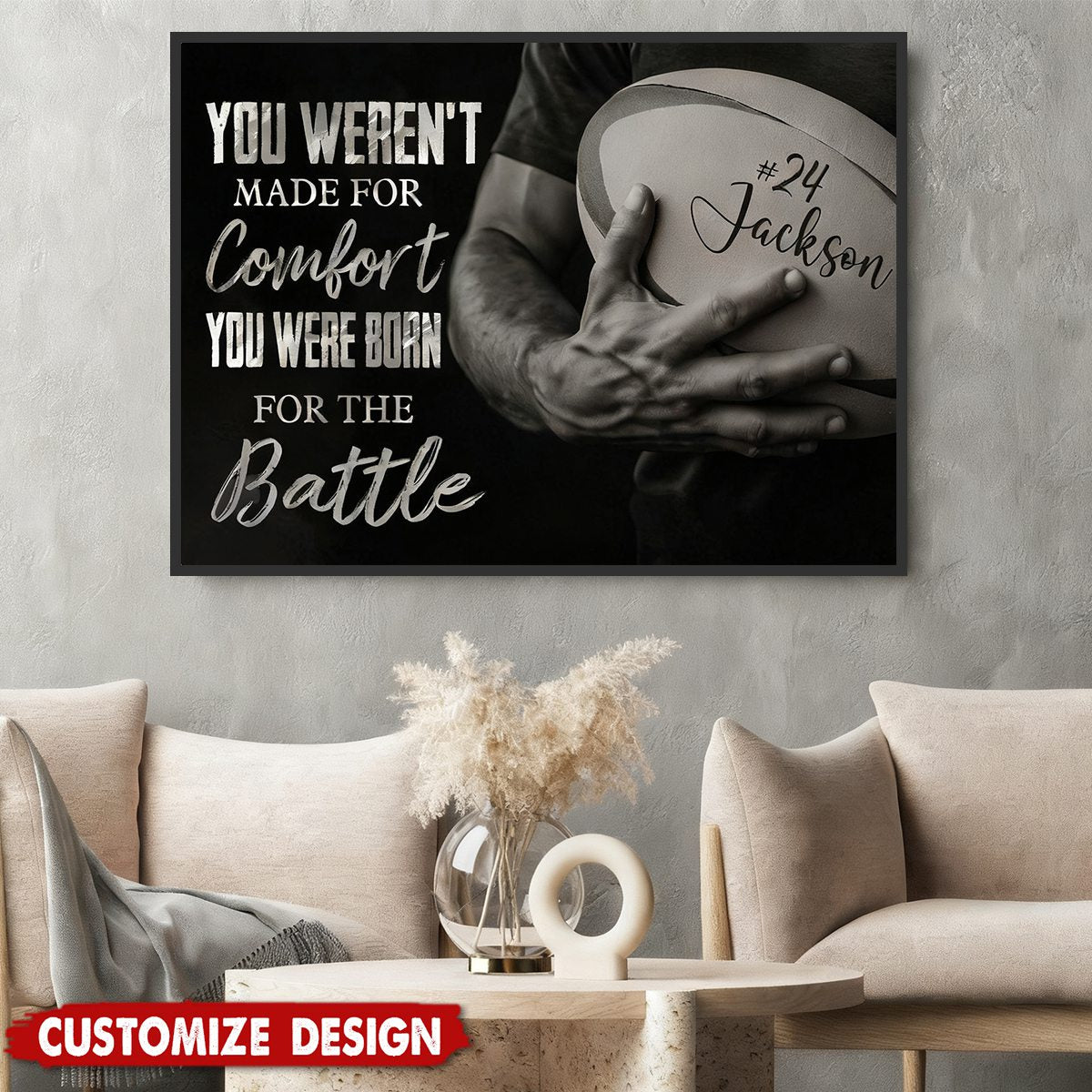 Personalized Born For The Battle Rugby Canvas Poster