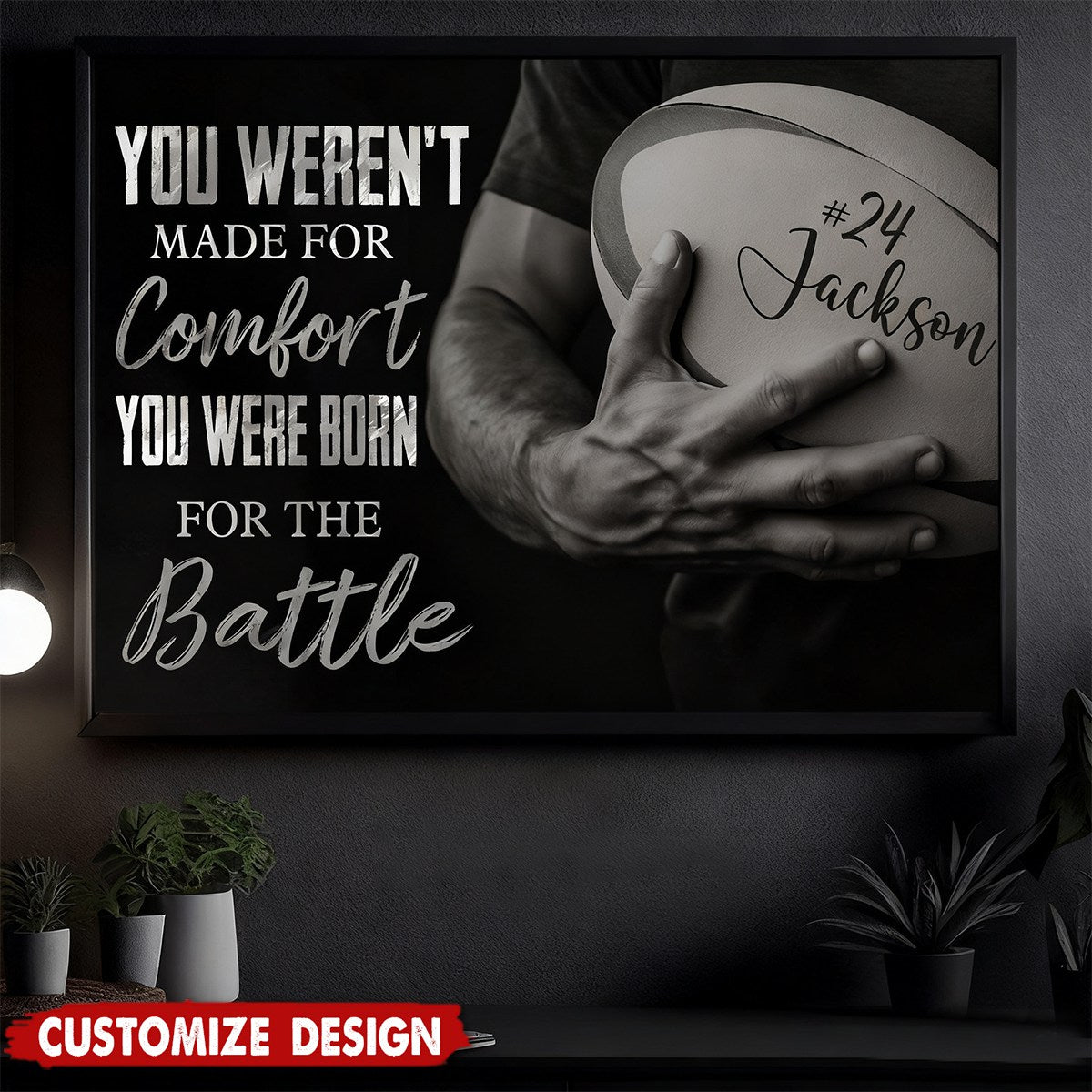 Personalized Born For The Battle Rugby Canvas Poster