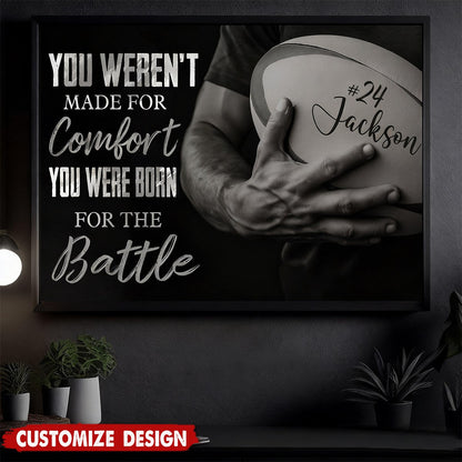 Personalized Born For The Battle Rugby Canvas Poster