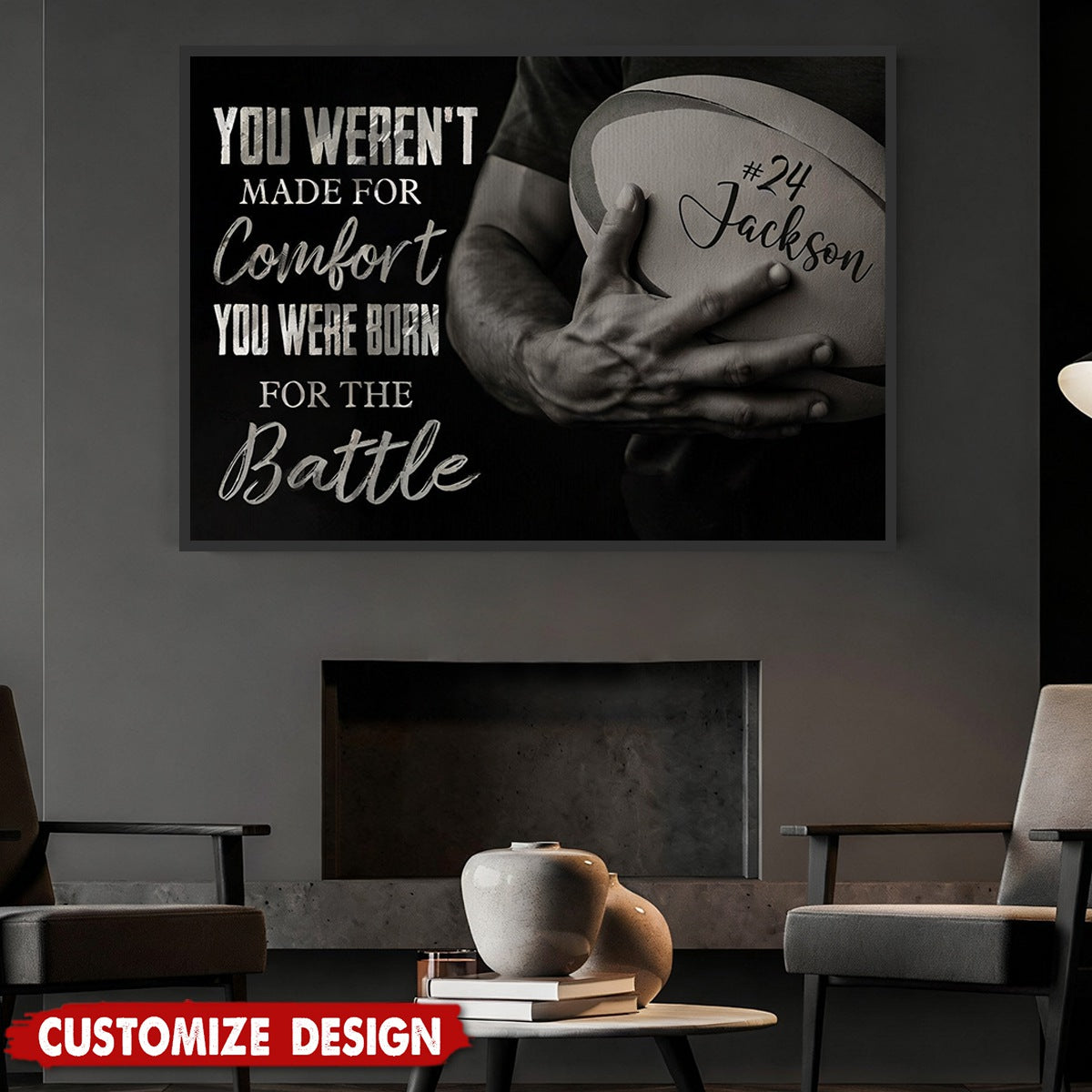 Personalized Born For The Battle Rugby Canvas Poster