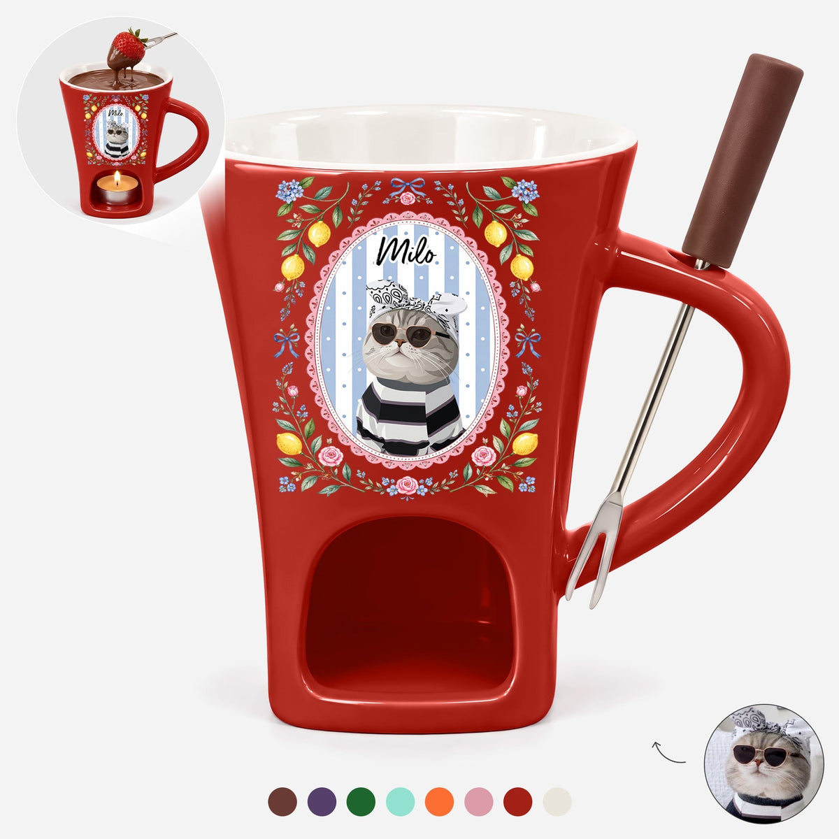 Personalized AI Pet Portrait Ceramic Fondue Mug