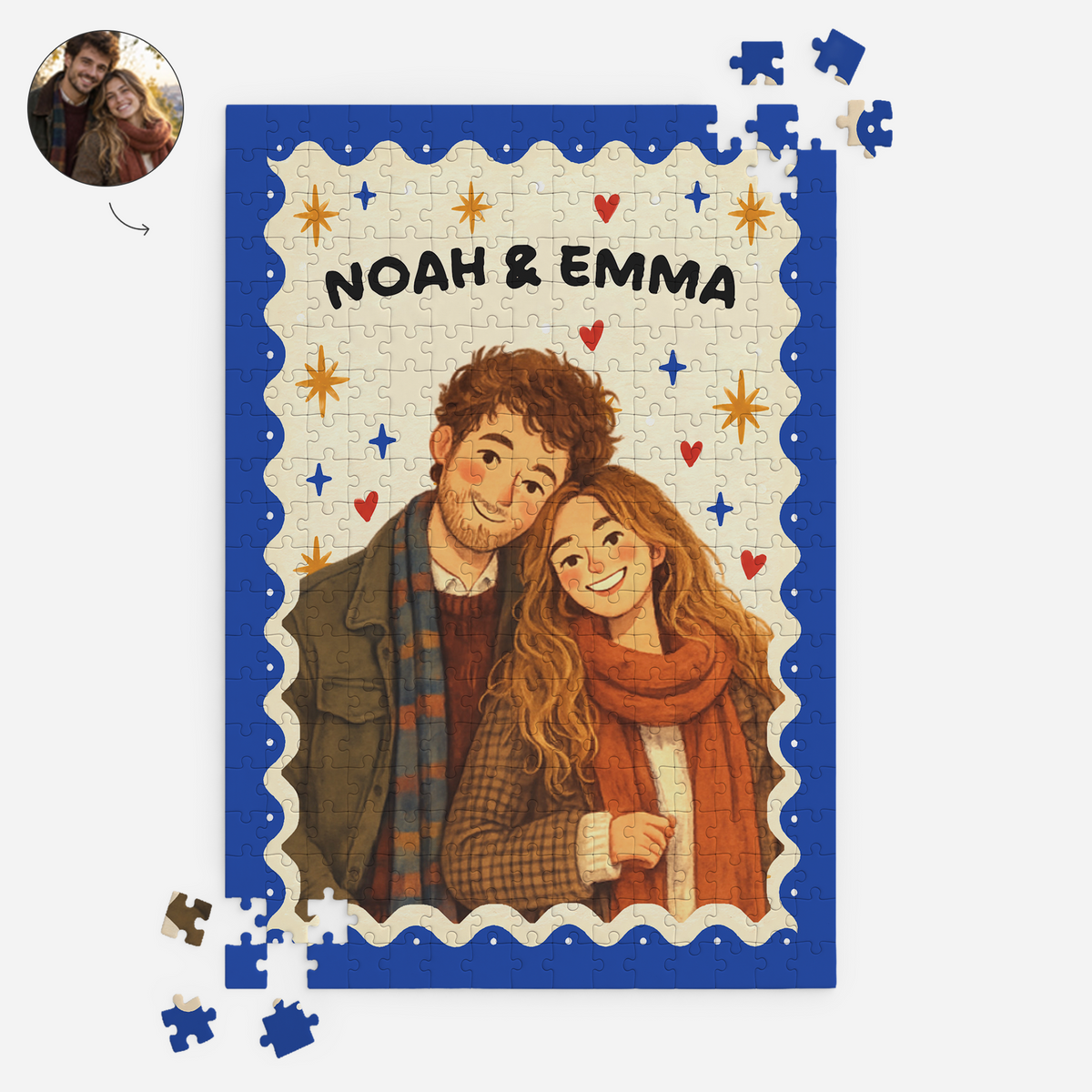 Personalized Couple Photo Art Jigsaw Puzzle