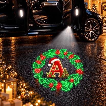 Personalized Christmas Wreath Car Door Projector Lights