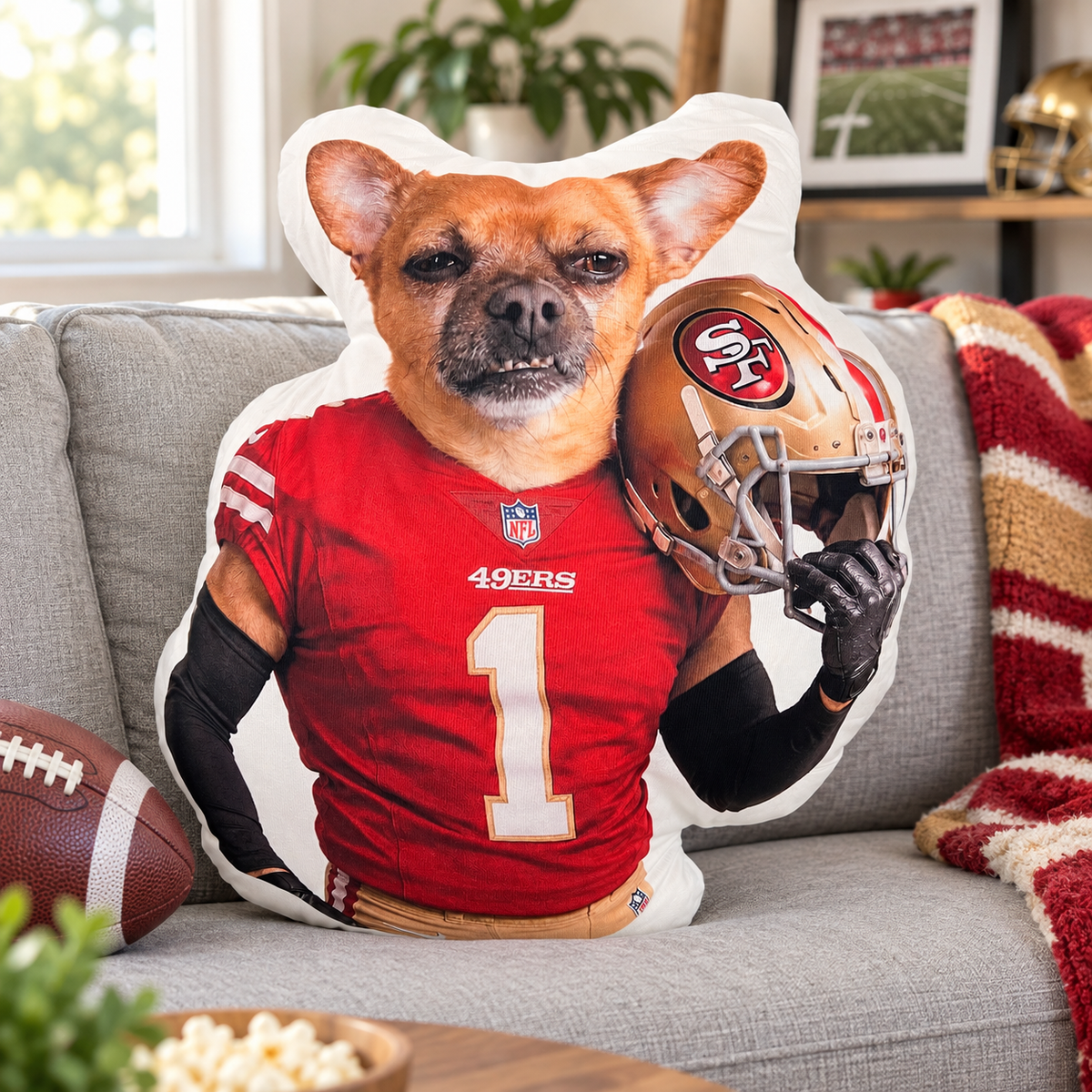 Custom Pet Football Player Shaped Pillow