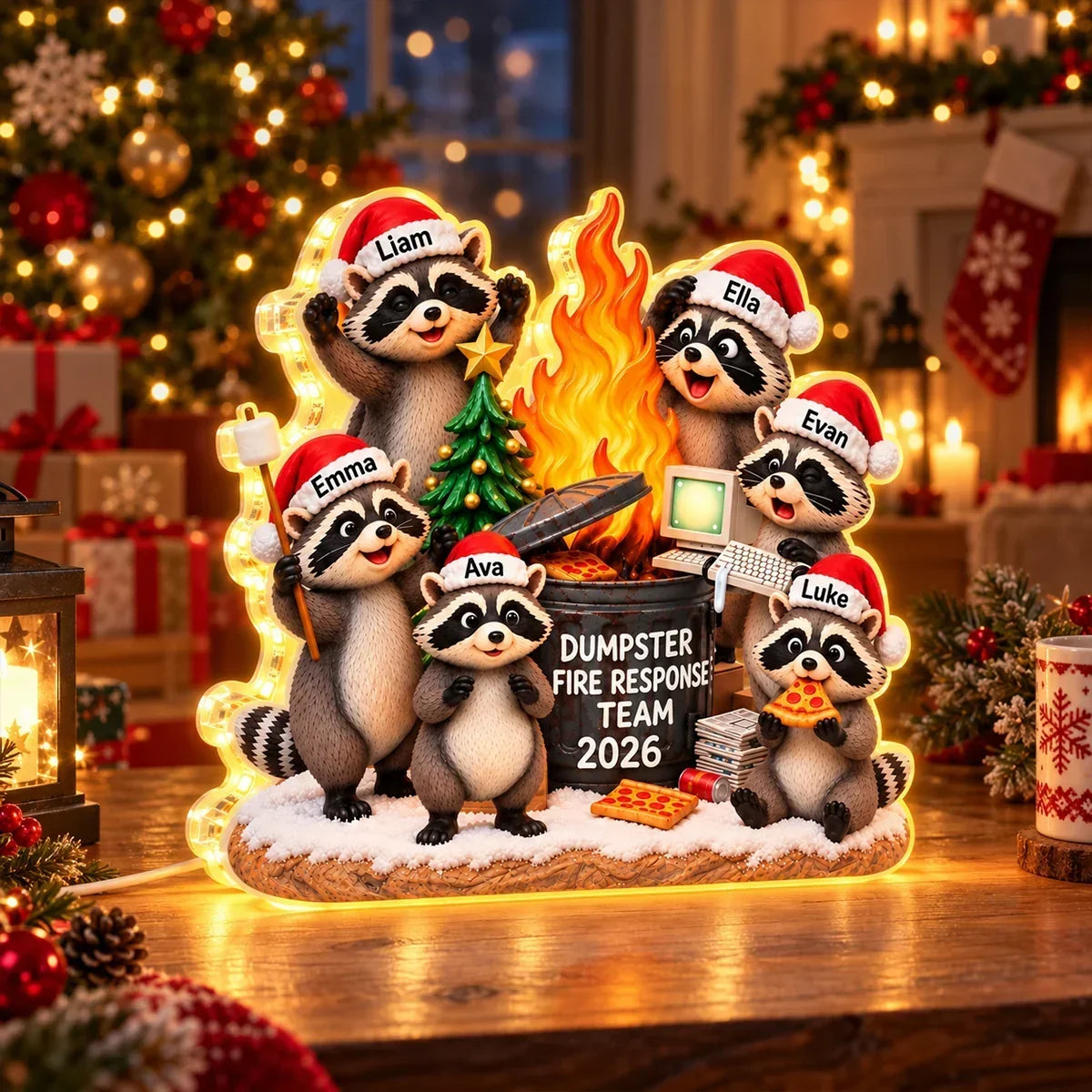 Personalized Flaming Dumpster Funny Raccoon Light Box