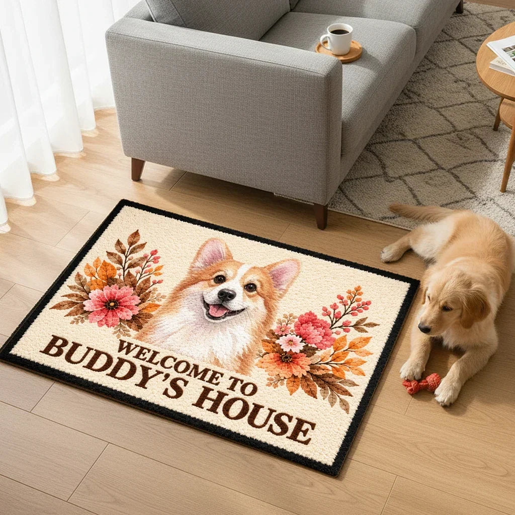 Personalized Dog Welcome Custom Name Coir Entryway Doormat